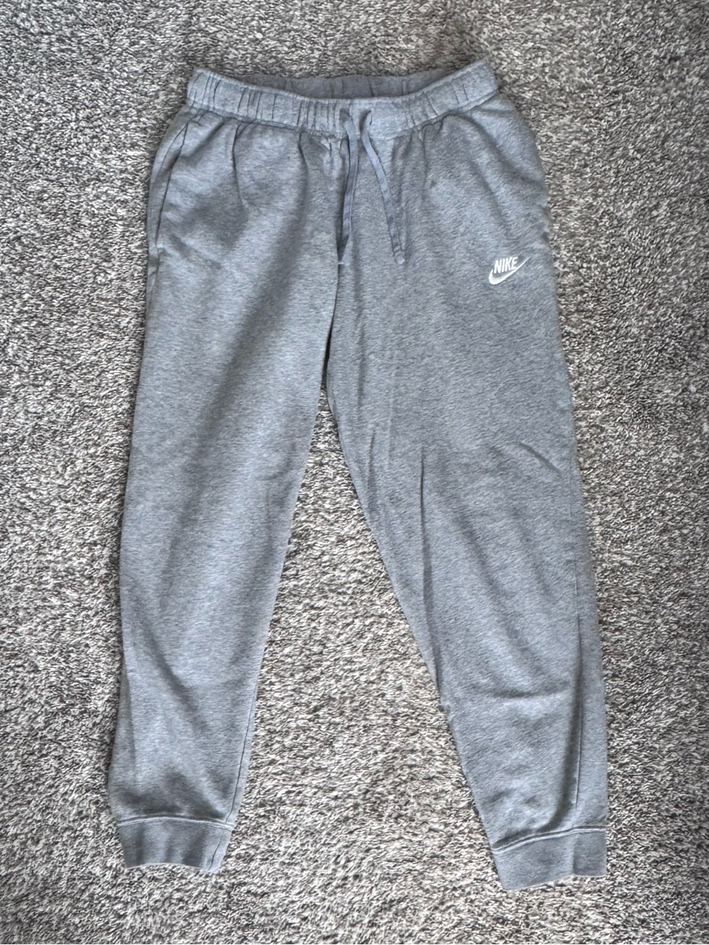 Nike Gray Fleece Joggers with White Swoosh